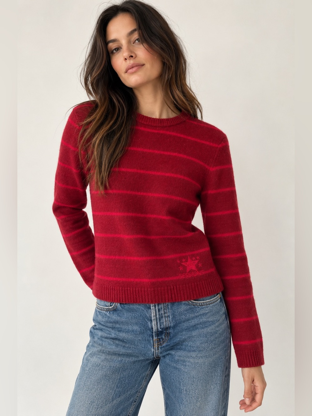 Vintage Y2K Sessions Angora Lambswool Striped Sweater M Snowboard